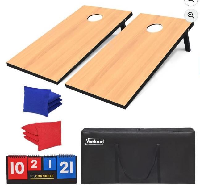 NEW! Cornhole Set  3’ x 2’ w/Carry Case, Bean Bags & Scoreboard Classic Wood Grain
