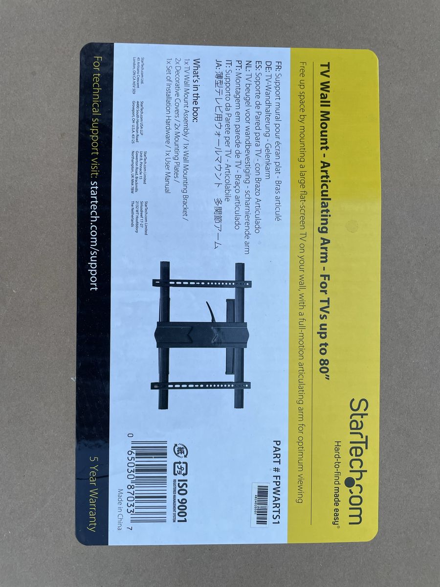 StarTech TV Wall Mount Articulating Arm For TVs Up To 80 Inch Part FPWARTS1