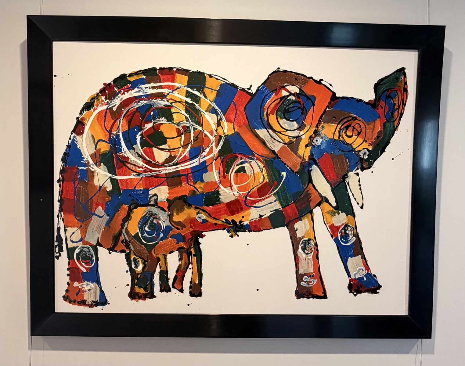 Estate sale - 48" x 36" painting of multicolor elephant