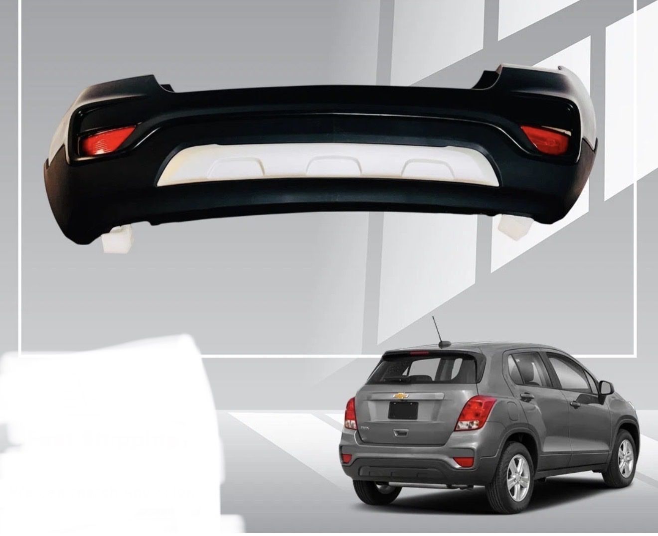 Chevrolet Trax Rear Bumper (2017-2022) - Black/White with Reflectors