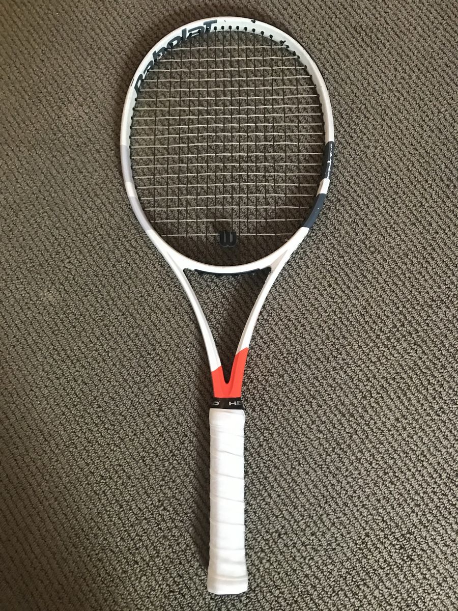 Babolat Pure Strike 16x19 Tennis Racquet - 98 sq. in. Head, 11.3 oz Unstrung, White/Orange