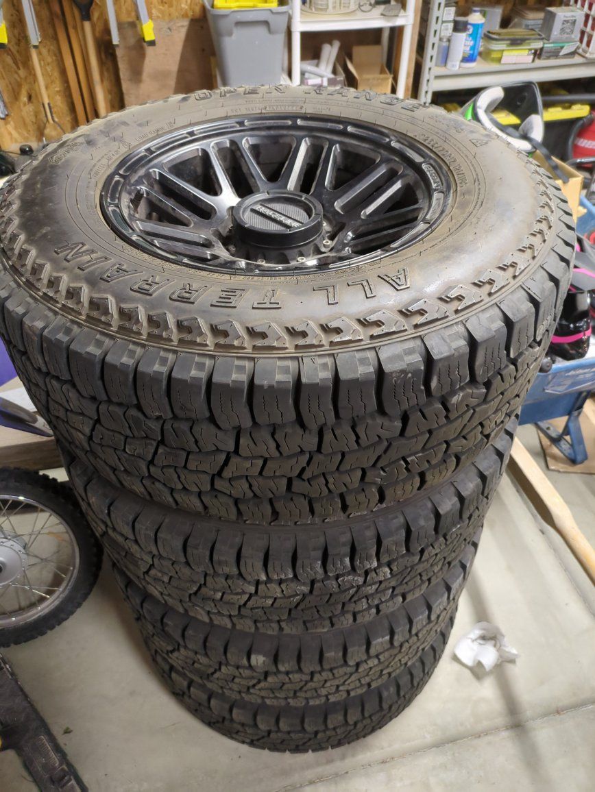 Raceline Wheels with All-Terrain LT265/70R17 121/118S Tires - Set of 4.  pressure sensors included!
