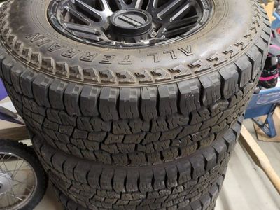 Raceline Wheels with All-Terrain LT265/70R17 121/118S Tires - Set of 4. pressure sensors included!