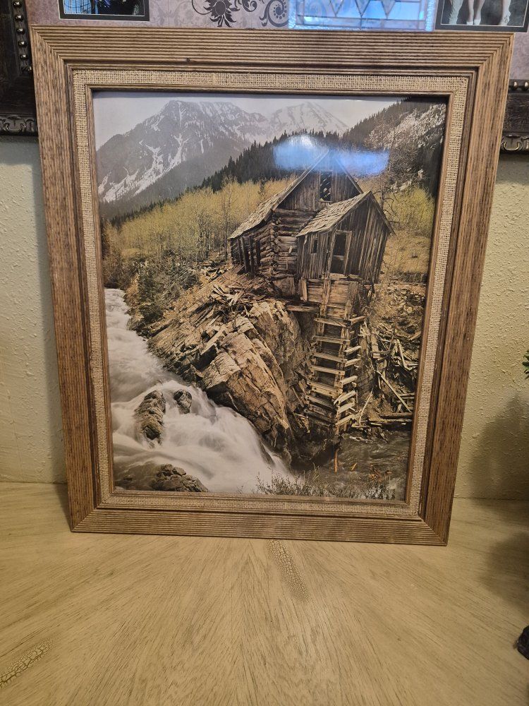 Rustic Framed Print - Crystal Mill Colorado Mountain Landscape (21"x19")