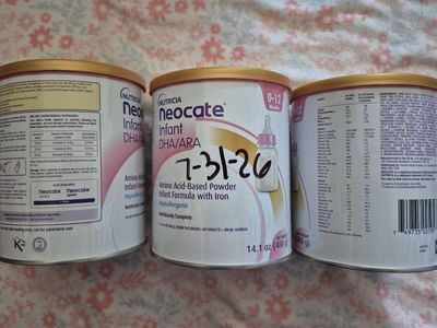 New Sealed 3 x 14.1 oz cans of Neocate Infant DHA/ARA hypoallergenic infant formula