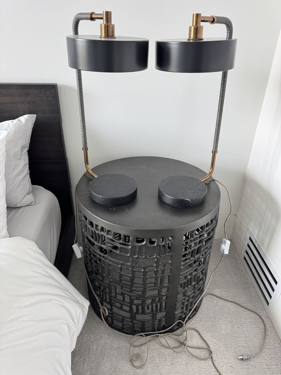 Arteriors Aaron Table Lamps (Set of 2) – Brand New, Designer Lighting – Black & Antique Brass