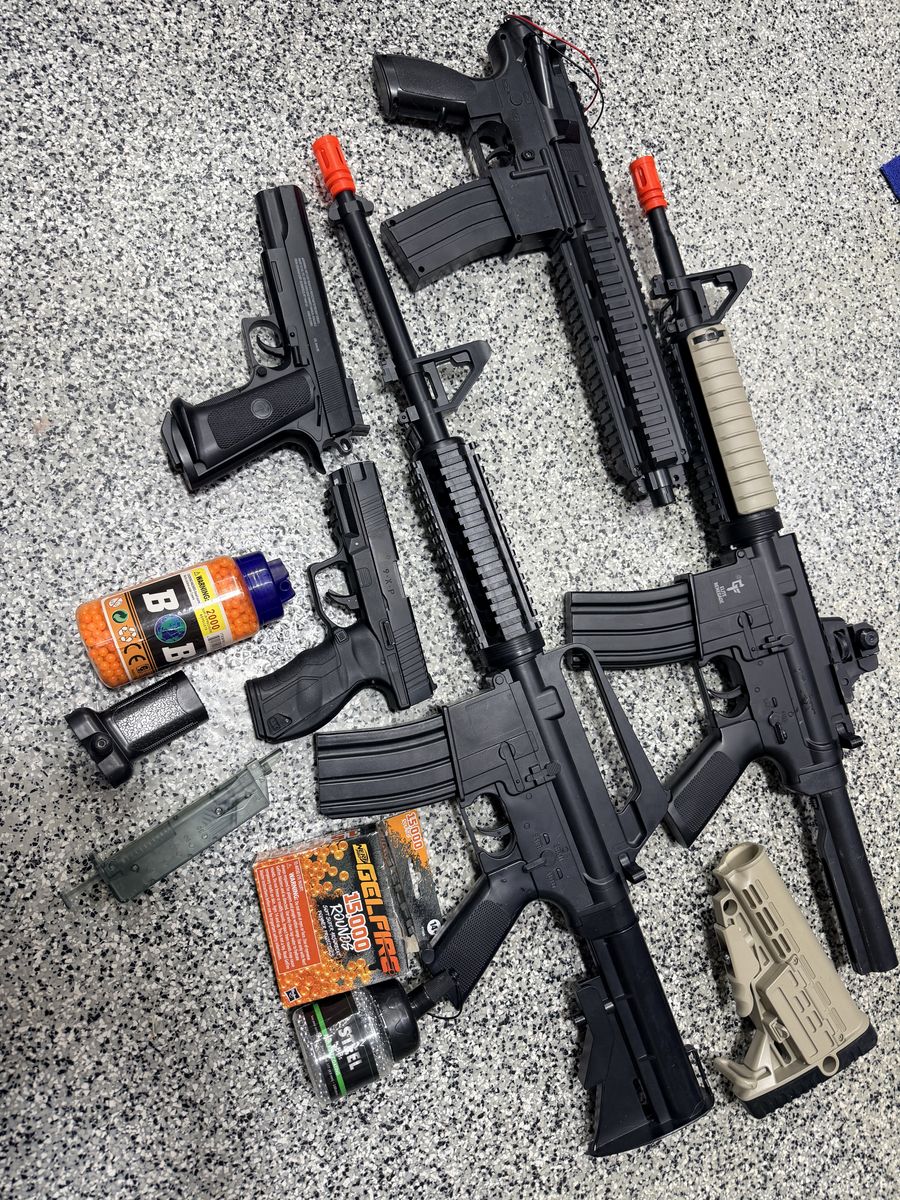 Lot of BB Guns and Airsoft Rifles with Plastic and Steel BBs