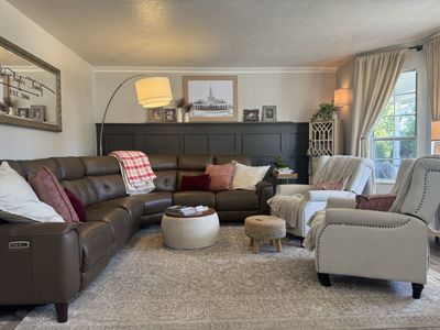 Leather Power Reclining Sectional with Power Headrests and charging ports