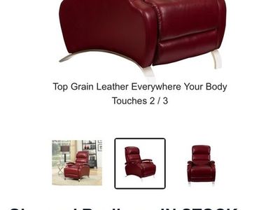 Barcalounger Giovanni Top Grain Red Leather Recliner Armchair $90 retail price $1335.