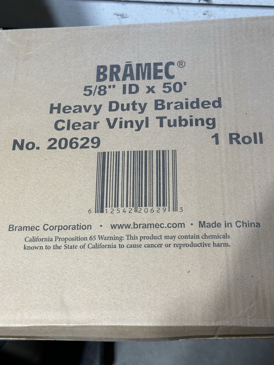 Bramec 20629 Heavy Duty Braided Clear Vinyl Tubing 5/8" ID x 50 ft - 1 Roll