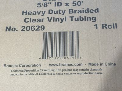 Bramec 20629 Heavy Duty Braided Clear Vinyl Tubing 5/8" ID x 50 ft - 1 Roll