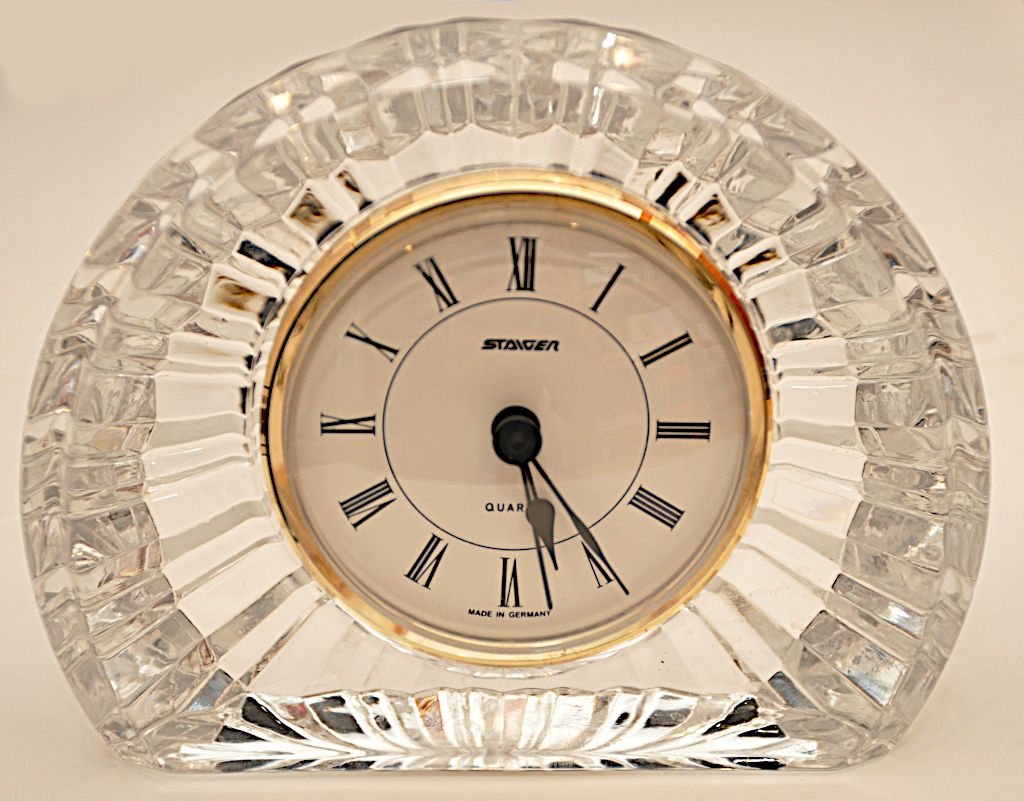 Vintage Crystal Desk Clock with German Staiger Mechanism