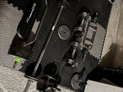 Weight set, bench, bars, weight, attachments