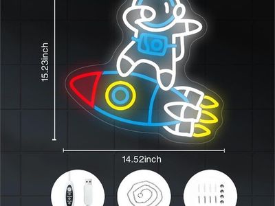 Dabbing Astronaut Rocket LED Neon Sign (Dimmable) – NEW