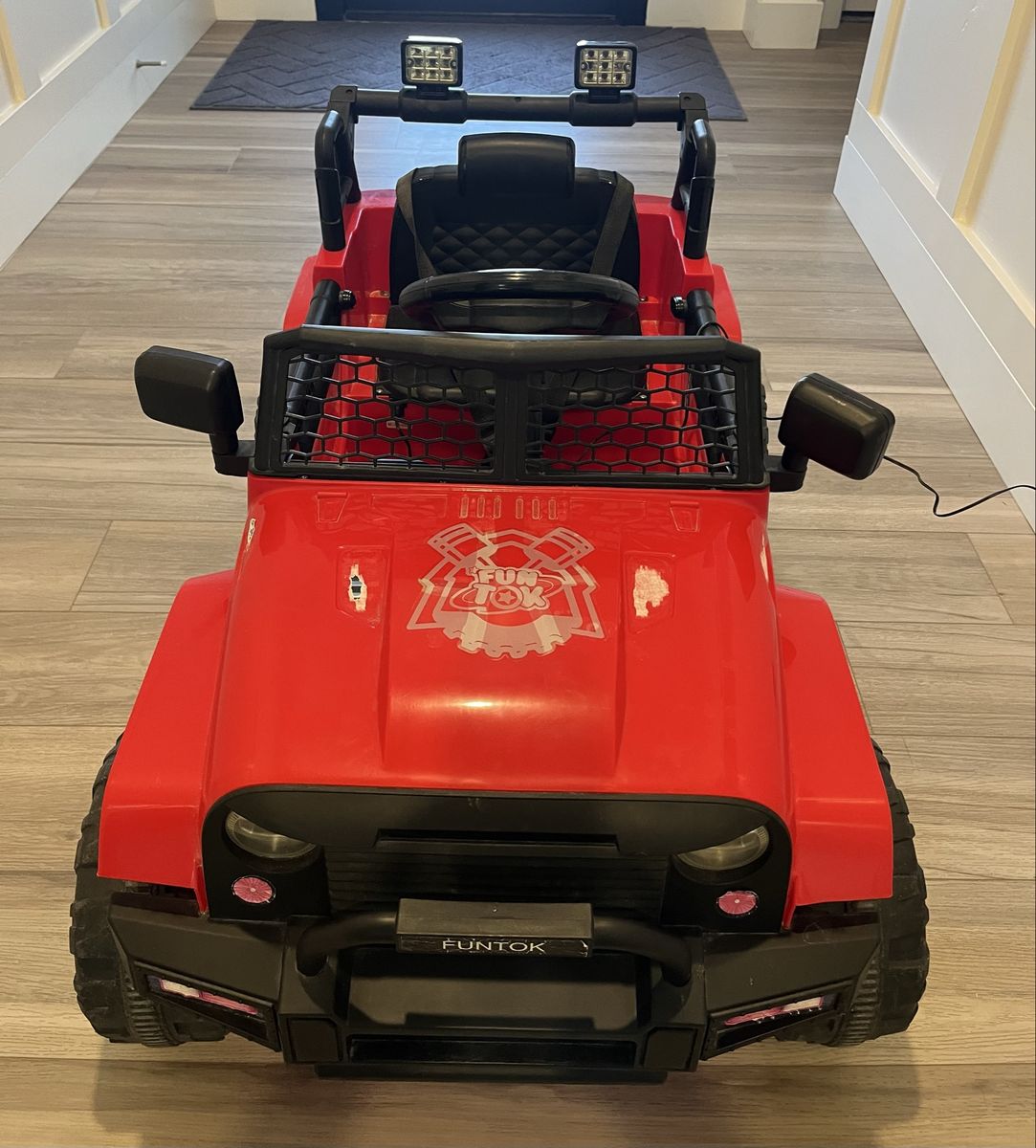 FUNTOC Kids Electric Ride-On Jeep 12V Battery-Powered w/ Remote Control - Red