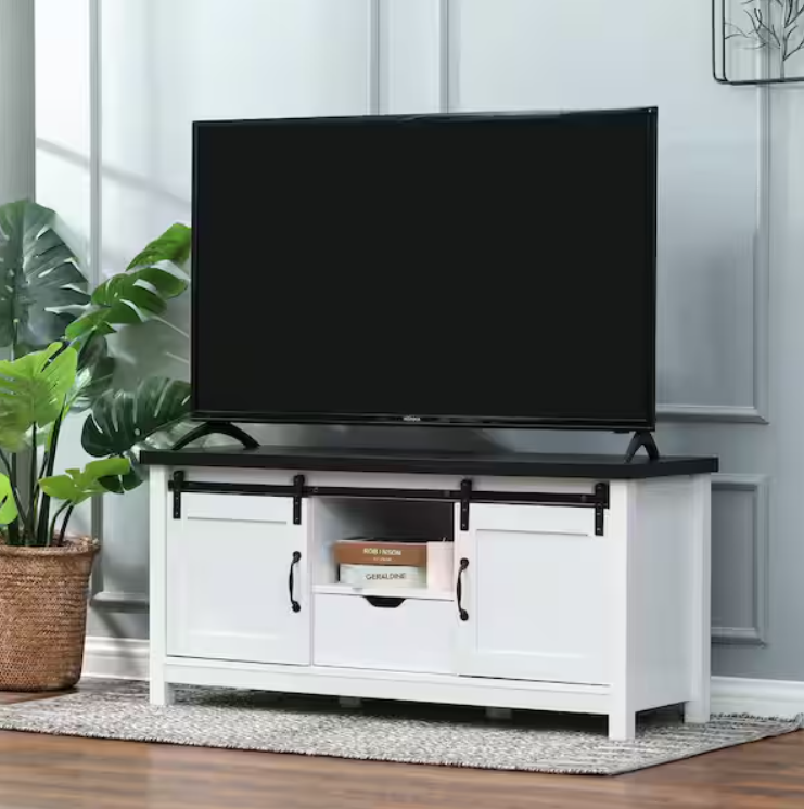 New in Box Luxen Home 47.3 in. White and Dark Brown TV Stand Fits TVs up to 55 in. Retails $145