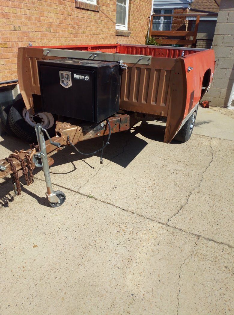 Vintage Dodge Adventurer Pickup Truck Bed Utility Trailer with Buyers Toolbox