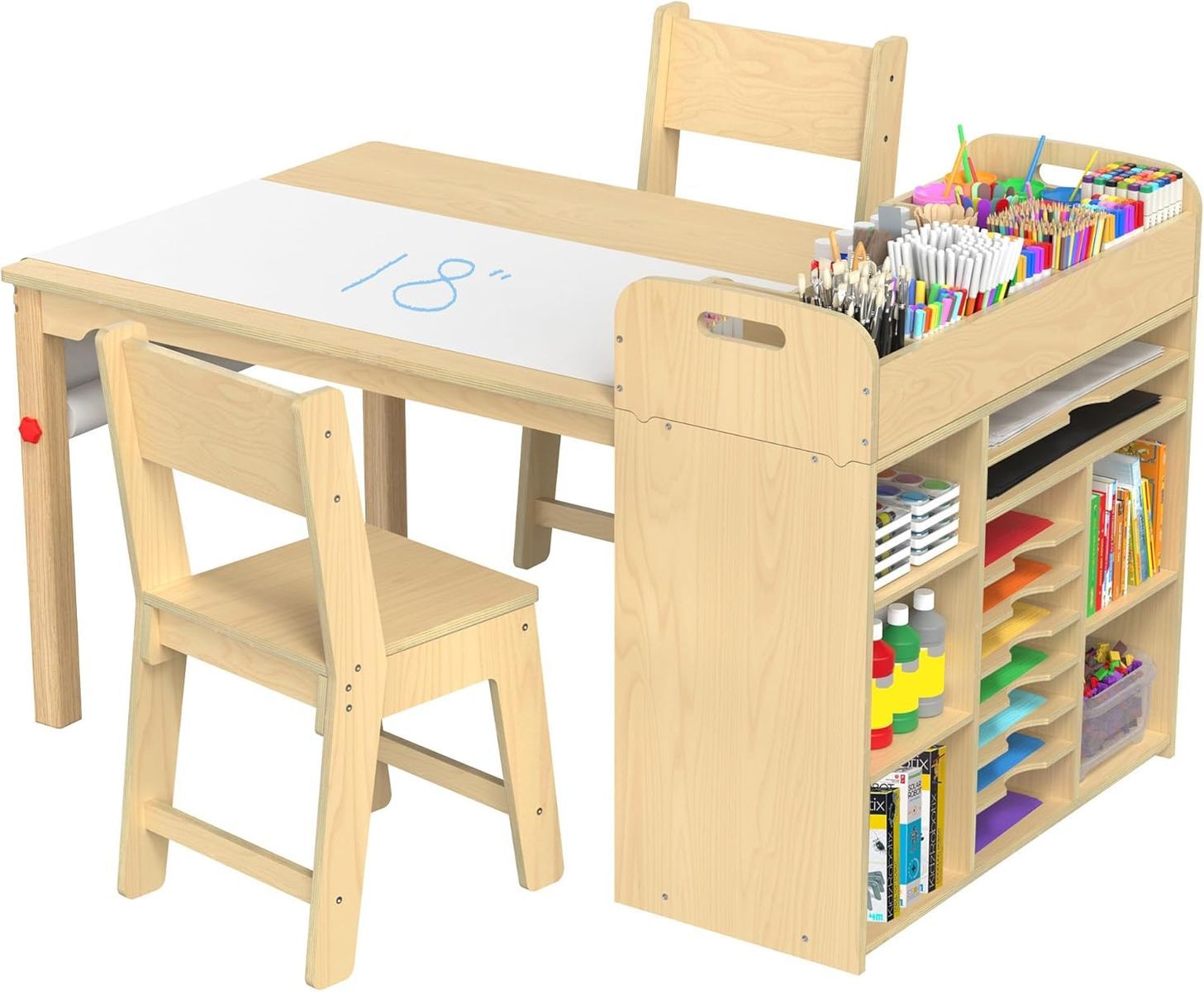 Barely Used Kids Art Table and Chairs Set, Craft Desk with Large Storage and Portable Art Supply Organizer