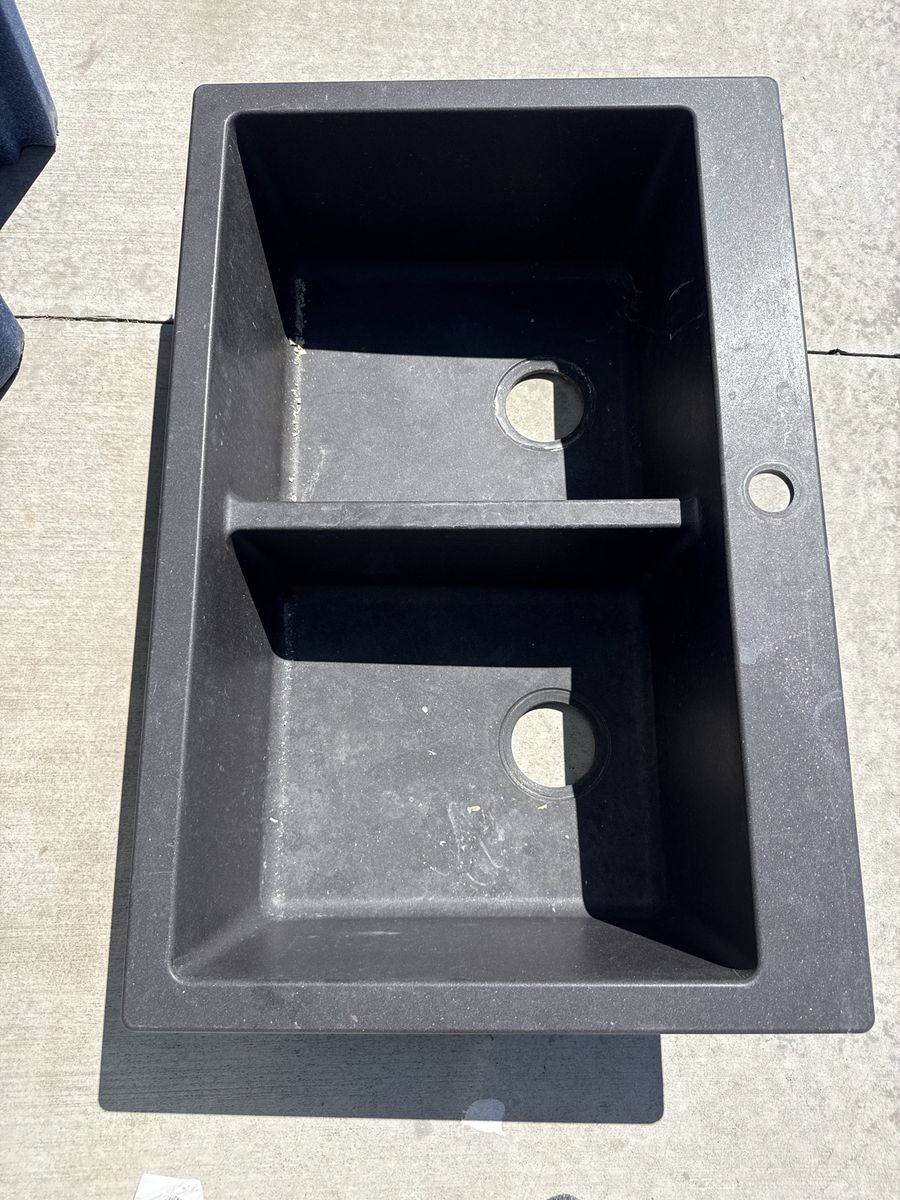 Franke Granite Composite Double Bowl Kitchen Sink Black Drop-In