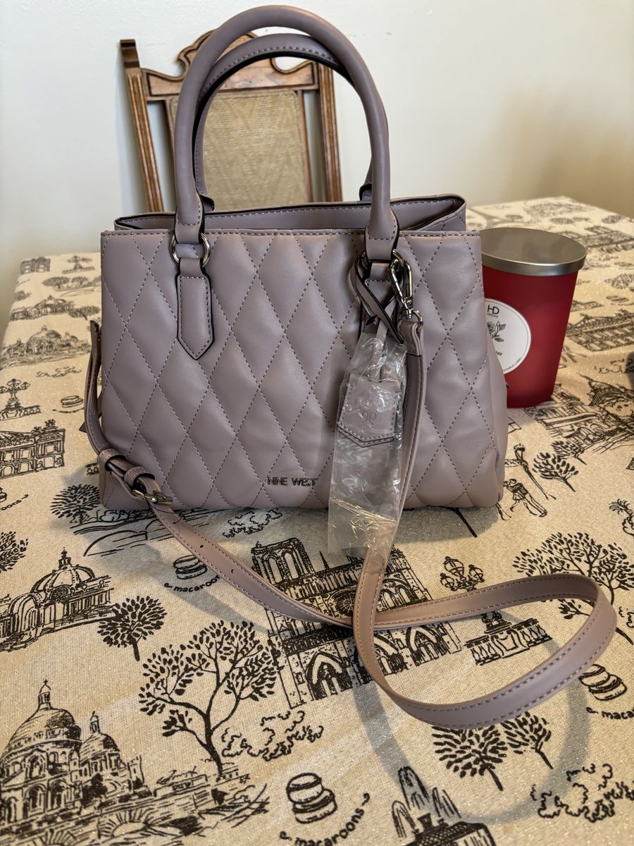 Nine West Quilted Mauve Handbag Satchel Crossbody Purse