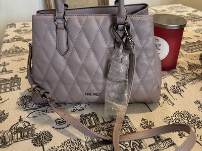 Nine West Quilted Mauve Handbag Satchel Crossbody Purse