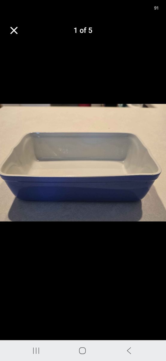 Hall China/Westinghouse House #5074, Refrigerator Dish, Art Deco Delpinium Blue 1930-1930-40's