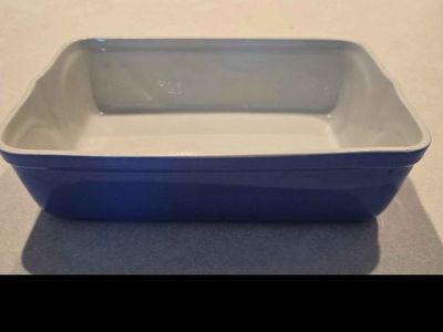 Hall China/Westinghouse House #5074, Refrigerator Dish, Art Deco Delpinium Blue 1930-1930-40's