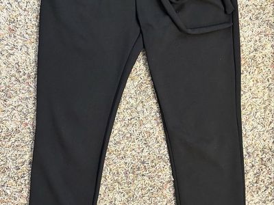 Mia Rose Black High-Waisted Ruffle Trim Cropped Ankle Pants with Tie Waist - Size M