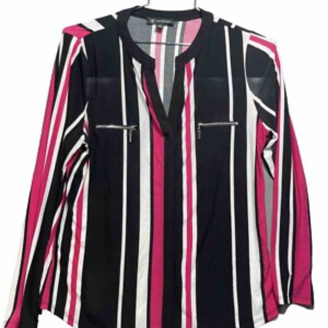 Women's INC Pink With Black striped Long Sleeve