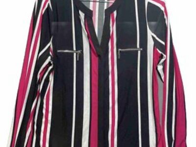 Women's INC Pink With Black striped Long Sleeve