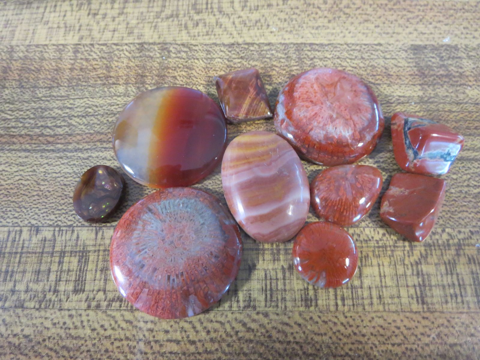 Polished Jasper & Carnelian Cabochons - Assorted Shapes & Sizes - Gemstone Collection