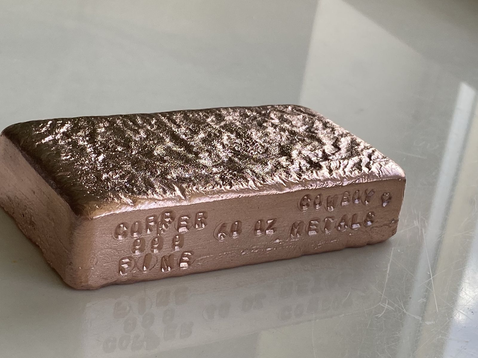 40 Oz Stamped Ripple Copper .999 Fine Bar