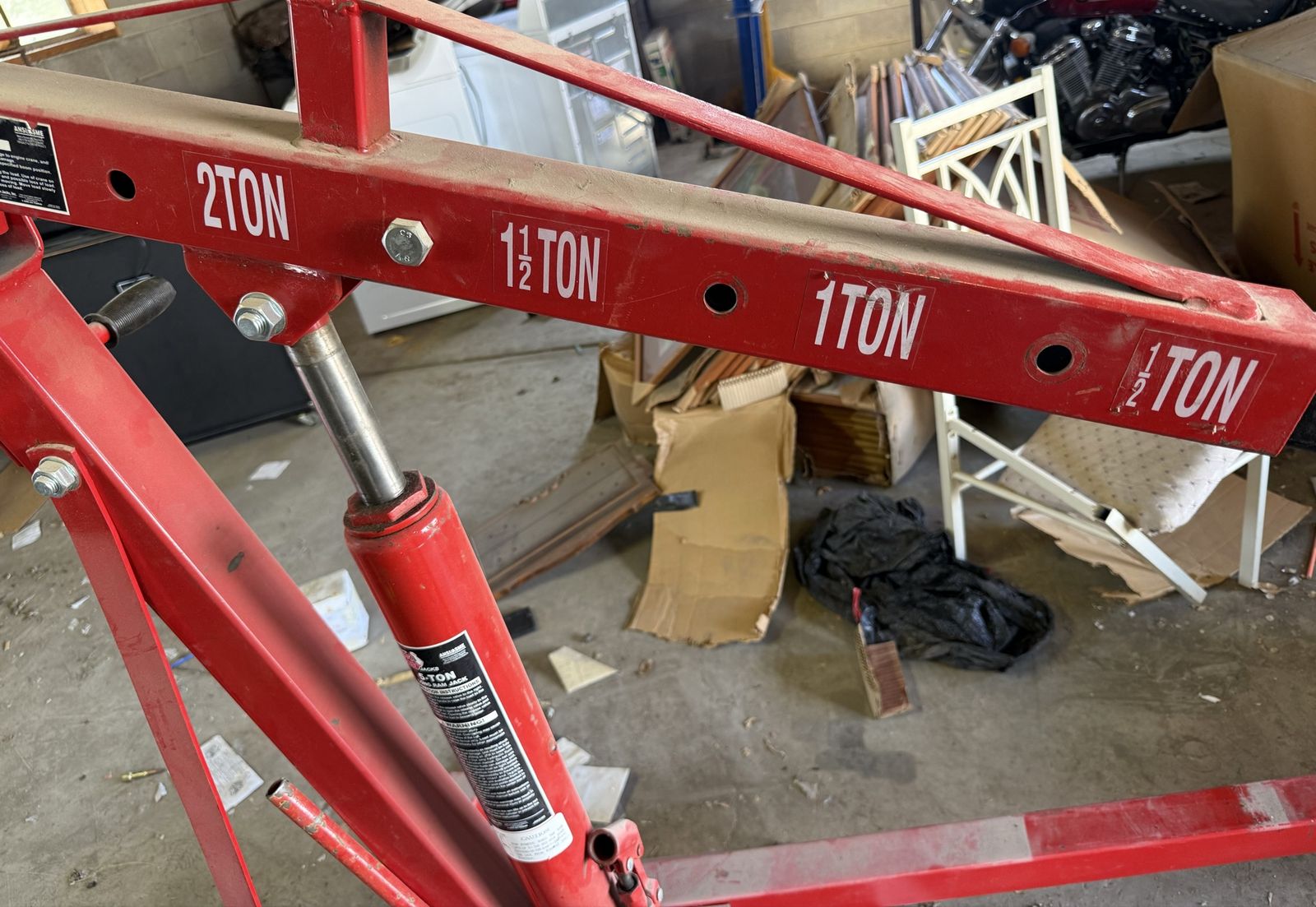 2-ton engine hoist / cherry picker, (2) engine stands, & RAM Tools 12-ton shop press $800 OBO for ALL or sell individually