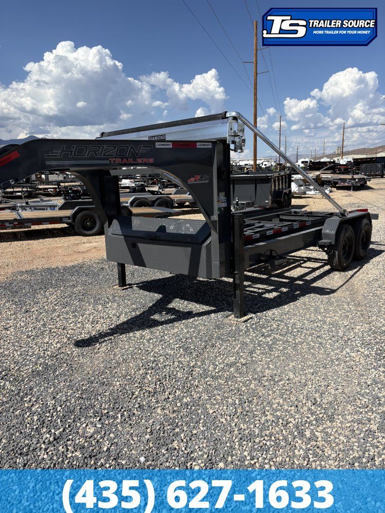 7x16 Horizon RDZ Gooseneck Roll Off Trailer Trailer - 18K GVWR - Electric Tarp, Hydraulic Jack(s)