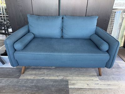 Blue Modern Loveseat Couch - Mid-Century Style