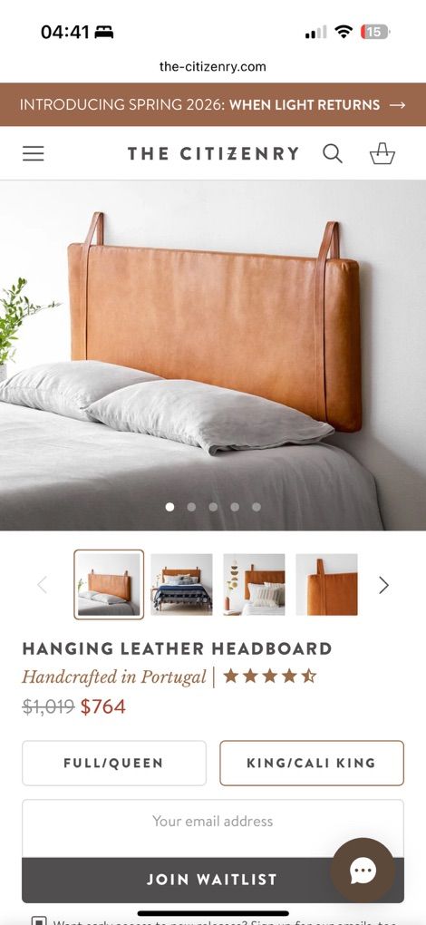 The Citizenry Hanging Leather Headboard King/Cali