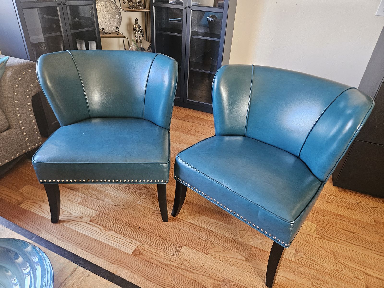 Set of Two Turquoise Accent Chairs