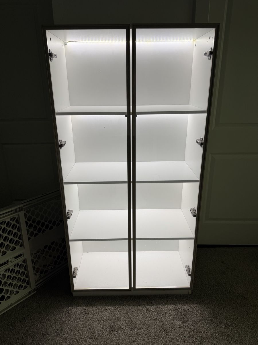 Home Depot Tall Cabinet with LED Lighting - White Storage Unit
