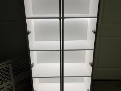 Home Depot Tall Cabinet with LED Lighting - White Storage Unit