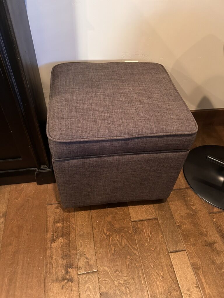 Gray Storage Ottoman on Rollers – Lightweight & Easy to Move