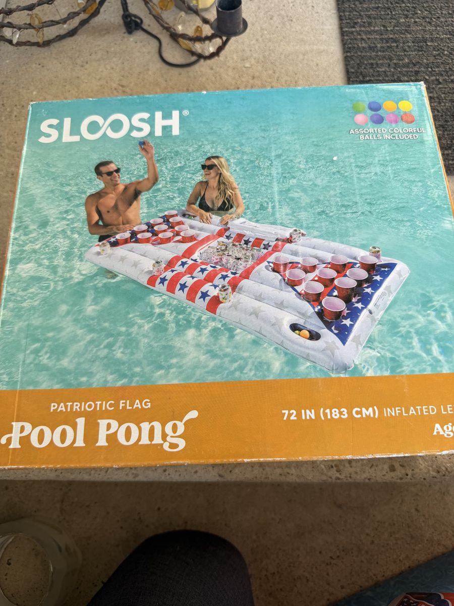 Sloosh Patriotic Flag Inflatable Pool Pong Table Game Float 72 Inch