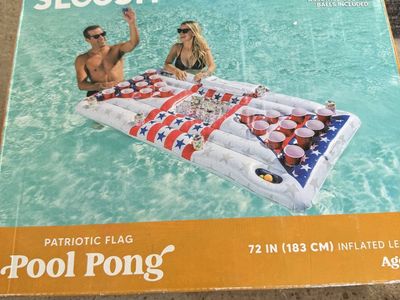 Sloosh Patriotic Flag Inflatable Pool Pong Table Game Float 72 Inch