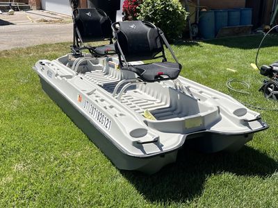 Pelican Bass Raider 10E Fishing Boat - 10ft, 2-Person, 55lb Thrust Trolling Motor Mount