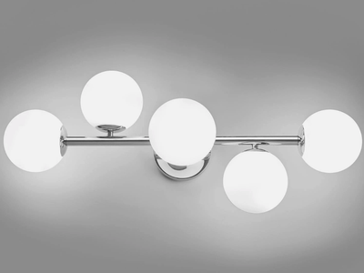 Modern 5-Light Bathroom Vanity Light Chrome Globe Wall Fixture Mid Century
