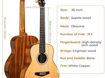 Vangoa 3/4 Steel-String Acoustic Guitar, 36 Inch Acustica
