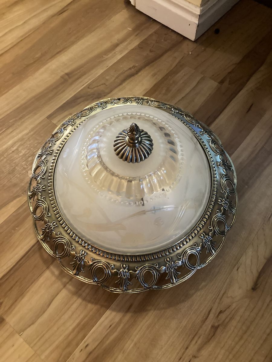14” Ceiling mount light fixture with brass trim