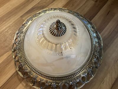 14” Ceiling mount light fixture with brass trim