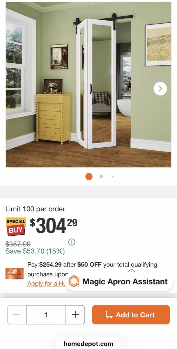 Brand new! 40x84 Bifold Sliding Mirrored Barn Door