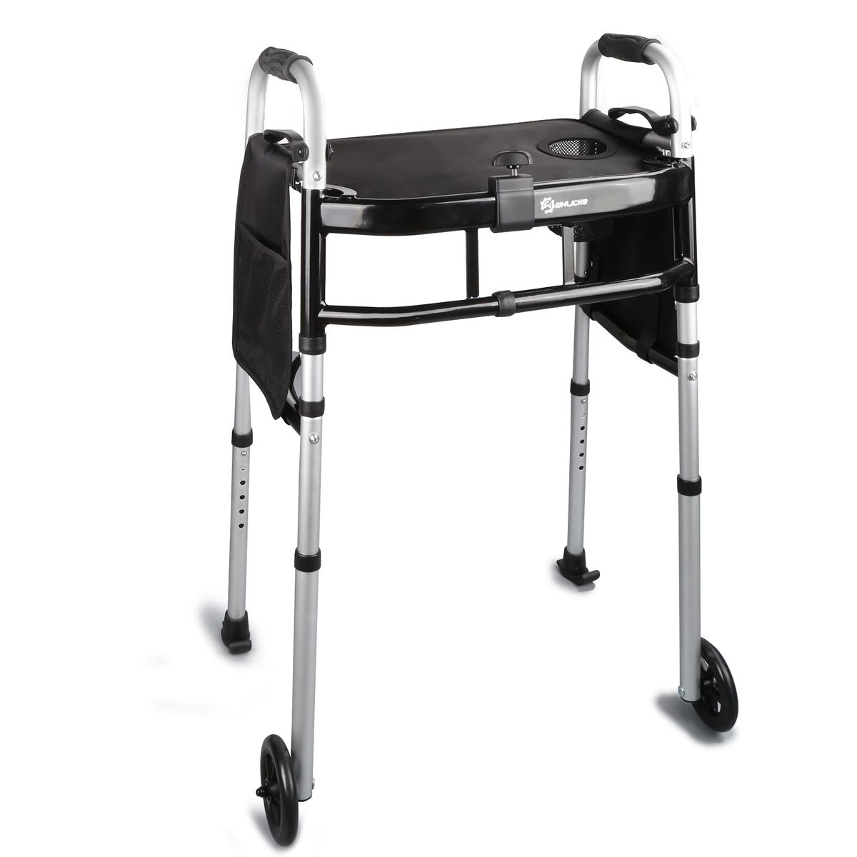 Folding Walker with Tray 5" Wheels Lightweight Walkers for Seniors and Adults,