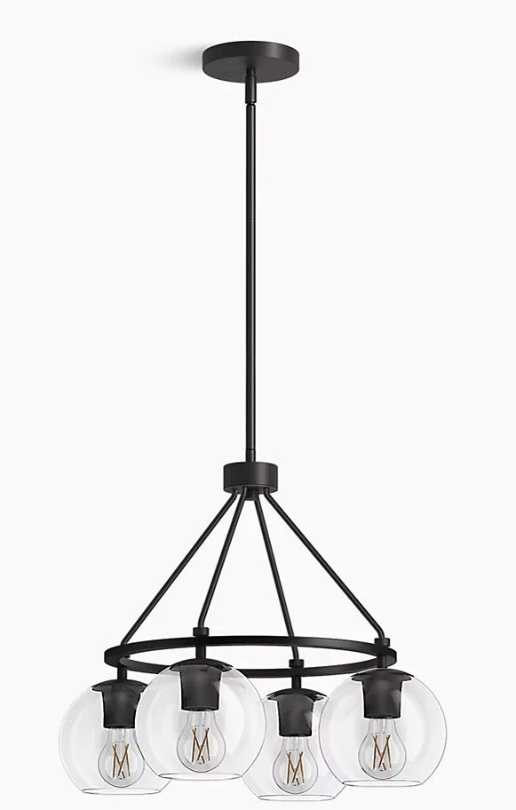 Kohler REC38492 Orime Four-Light Globe Glass Shade Chandeliers in Matte Black 1000161  #106660